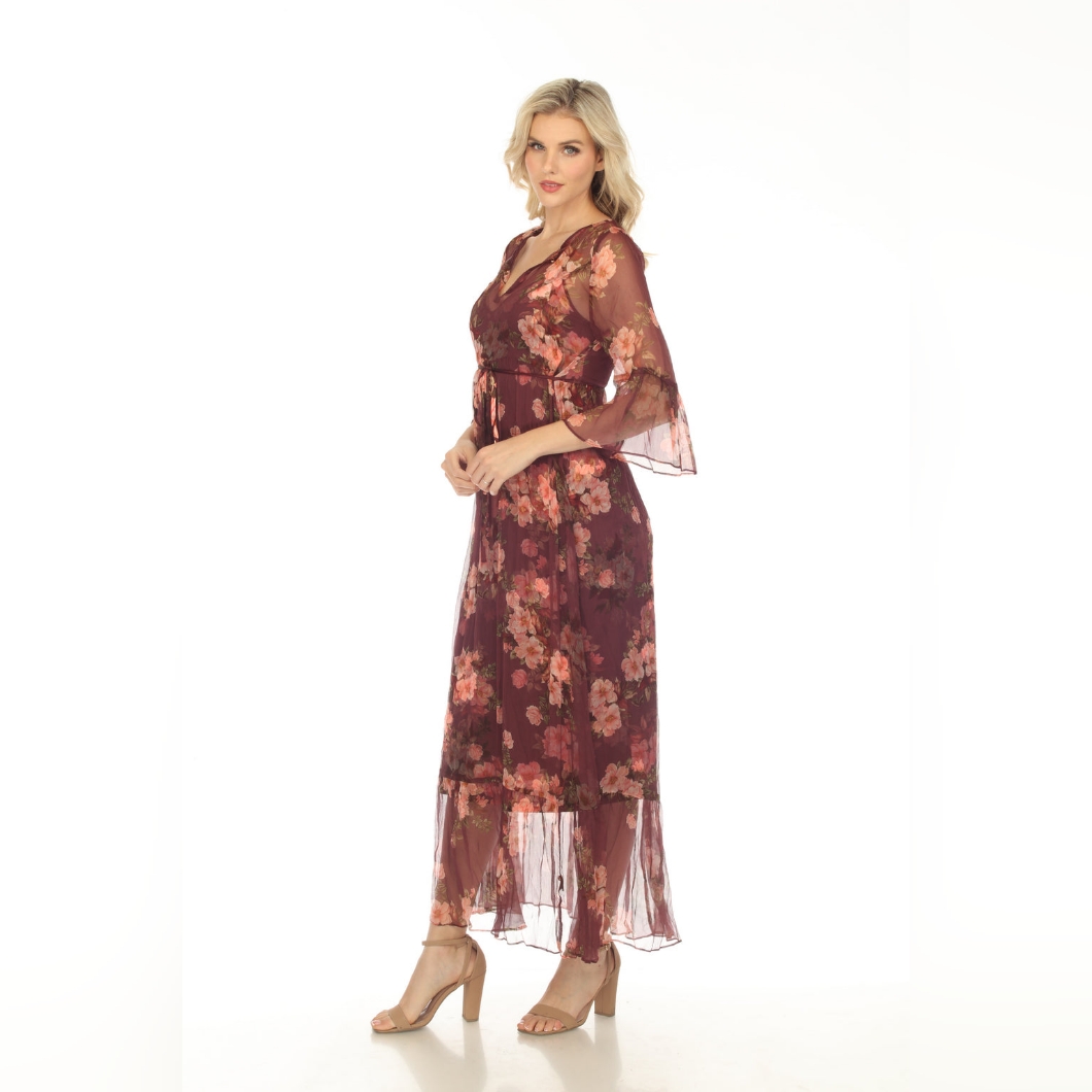 Johnny Was Dress Winonna Silk Multicolor Floral Sheer Boho Slip Maxi Siz